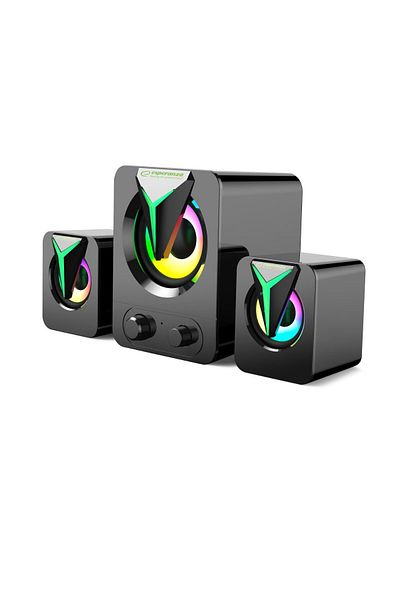ESPERANZA 2.1 stereo speakers, 10W, 3.5mm jack, USB power supply, Esperanza Rainbow Soprano, RGB, black