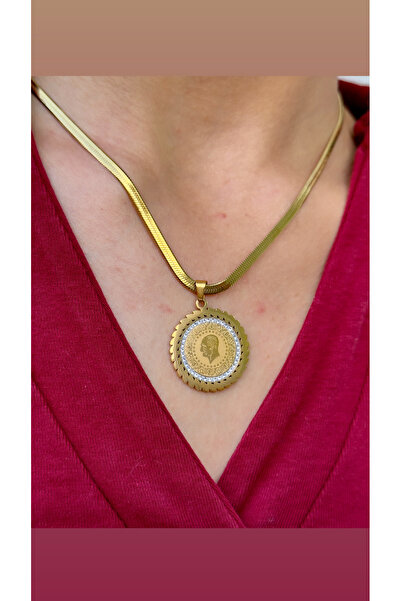 İNN JEWELLERY قلادة فولاذية ذات شكل ربع ذاتي غير قابلة للتشويه (ضمان المورد ل...