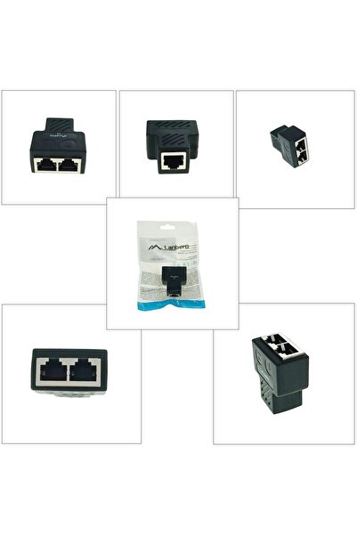 Lanberg Splitter adapter, RJ45 female to 2 x RJ45 female, LAN coupler, Lanberg 42380, black