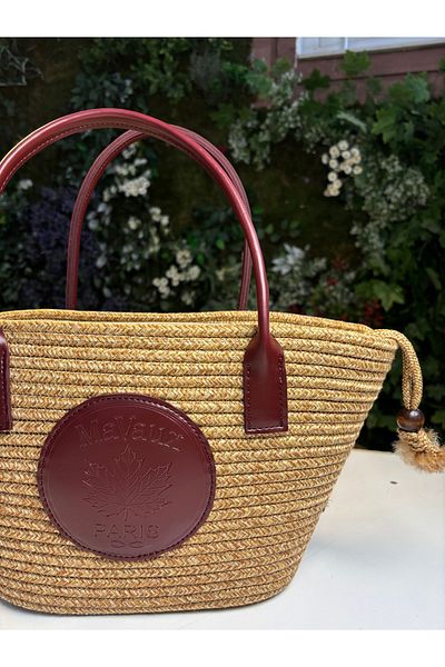 MaVaux Geantă de plajă căptușită cu detalii din piele Paris Wicker