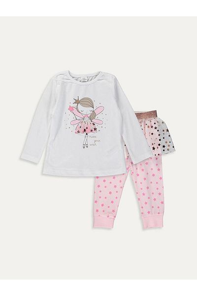 LC Waikiki Crew Neck Long Sleeve Printed Baby Girl Pajama Set (0S)