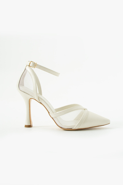 Siena Shoes Pantofi cu toc din plasă pentru femei Covella, albi