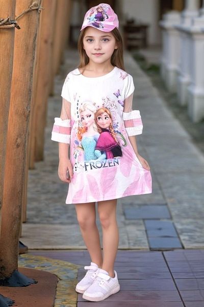 ABİYEKİDS Rochie Elsa cu mâneci din tul cu detaliu pălărie Aby225