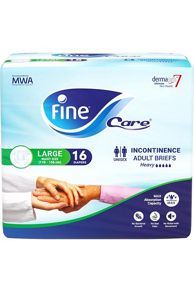 Fine Care Adult Incontinence Diaper Briefs, Large Size 100 – 140cm, 16 Diapers