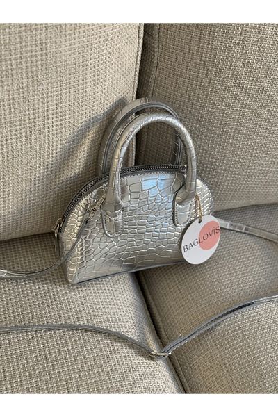 BAGLOVİS GEANT DE UMĂR DE FEMEI DIN PIELE DE CROCODIL SILVER SILVER EN18 BOY12