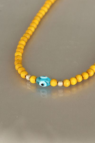 BESKAR Yellow Color Wooden Beaded Women's Necklace