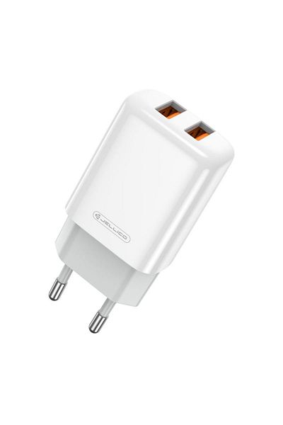 Diverse Mains charger, 2 x USB, Fast Charge, 5V, 2.4A, Jellico EU02 64875, 100-240V, white