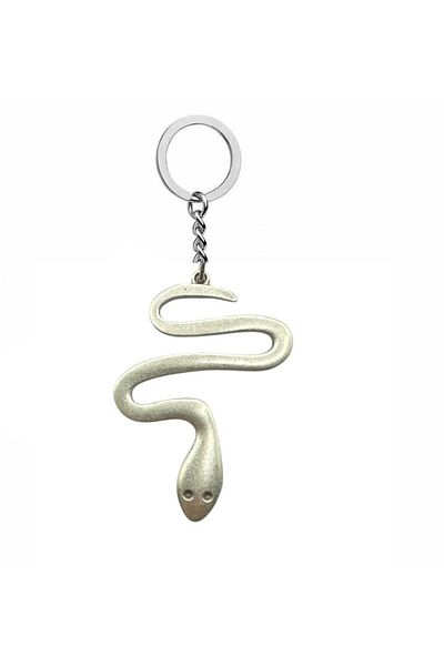 Herşey Nota Unisex Keychain with Snake Figure – Wisdom and Protection Themed Mystical Design