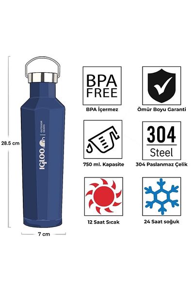 IGLOO Pentagon 750ml Thermos Flask Navy Blue