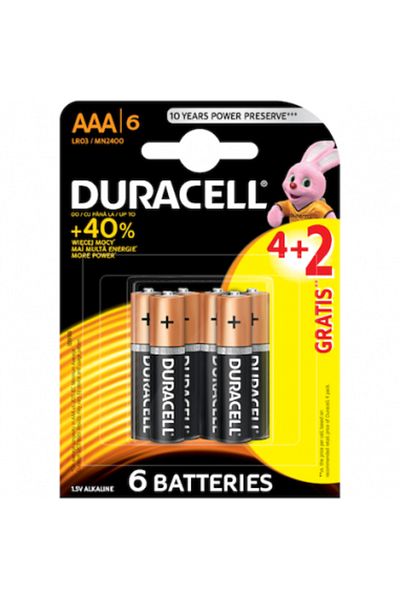 Duracell Baterii R3 de bază, alcaline AAA 4+2 buc.