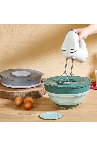 Leony Foldable Accordion Mixer Mixing and Storage Container with Lid