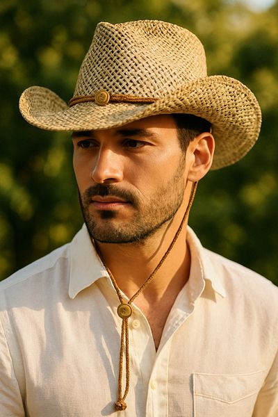 LAGRANZE Men's Bow Straw Hat