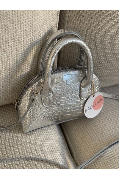 BAGLOVİS GEANT DE UMĂR DE FEMEI DIN PIELE DE CROCODIL SILVER SILVER EN18 BOY12