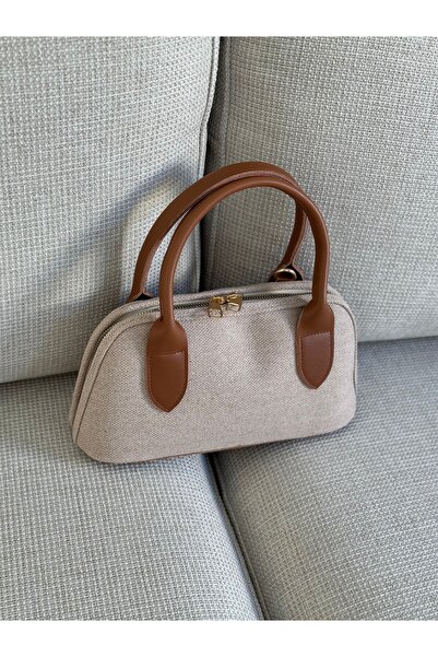 BAGLOVİS Long Strap Fabric Women's Shoulder Bag with Hook Detail on the Front En28 Boy14