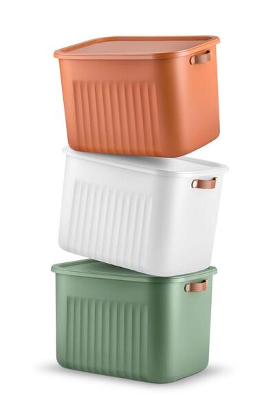 Se Yank Haus 20 Lt 3-Piece Storage Decorative Multi-Purpose Organizer Box with Lid, Inside Cabinet Organizer, Organizer