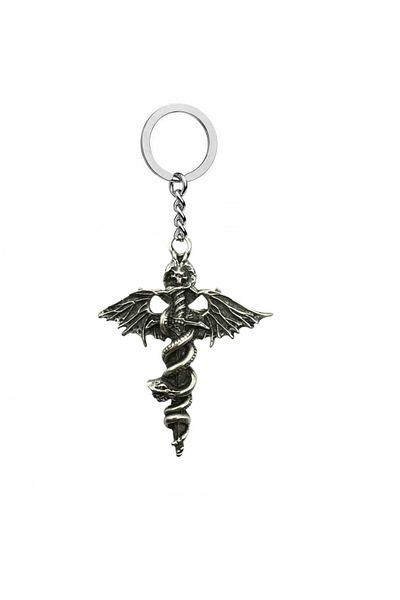 Herşey Nota Unisex Keychain with Sword, Bat and Snake Figures – Gothic Design with Power, Mystery and Transformation Themes