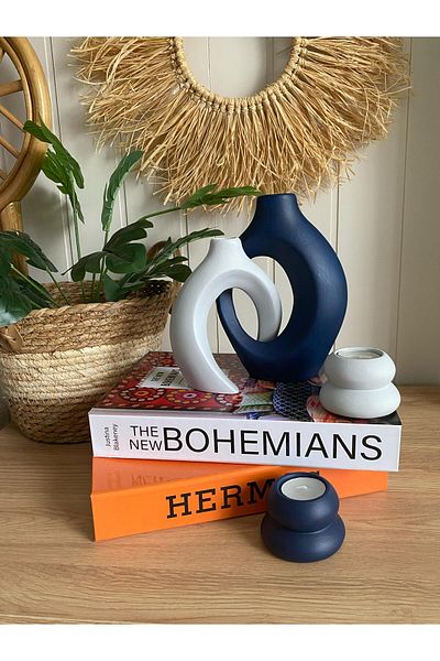 Porselian Bohemian Lover, Ivy Vase & Candle Holder Set