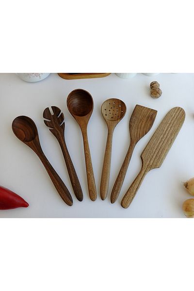 AYSAN Walnut Wood Handmade Dowry Spoon Set.