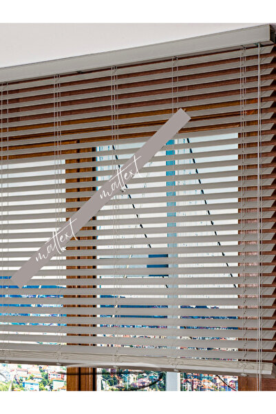 MATTEXT MEKANİK PERDE SİSTEMLERİ Gri 50 MM Ahşap Görünümlü Jaluzi Perde