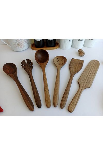 AYSAN Walnut Wood Handmade Dowry Spoon Set.
