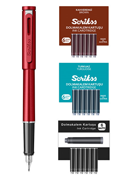 Scrikss WizDesign PUNTO DOLMAKALEM BORDO, ÖZEL KUTU + SİYAH - KAHVERENGİ - TURKUAZ KARTUŞ