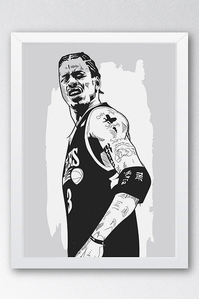 Saturn Pictură înrămată de Allen Iverson - Pictură poster NBA de baschet