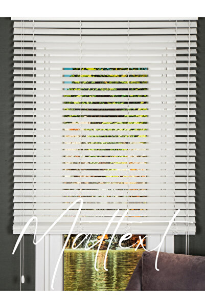 MATTEXT MEKANİK PERDE SİSTEMLERİ Beyaz 50 MM Ahşap Görünümlü Jaluzi Perde