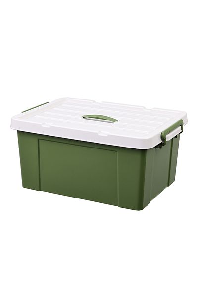 Lawazim Storage Box 33L Green 53x38.5x24.5cm - Plastic Organizer with Lid & Handles for Home