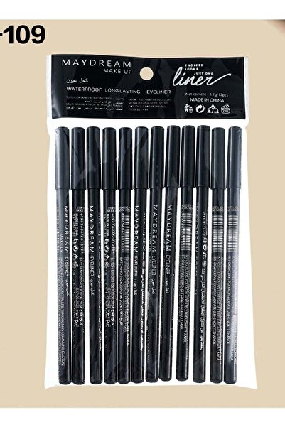 MAYDREAM 12 Pieces Waterproof Soft Kohl Eyeliner Pencil Black