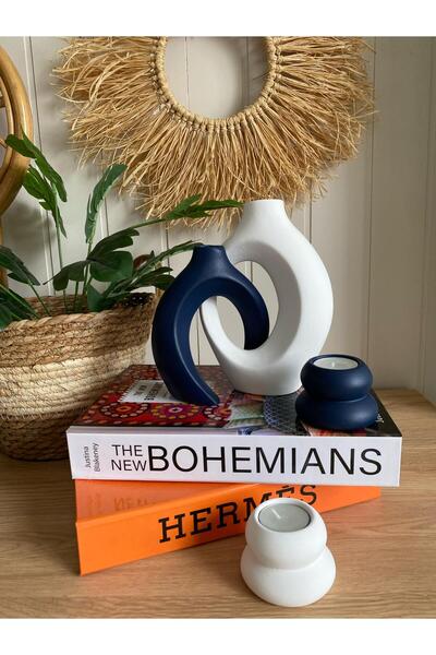 Porselian Set de 4 vaze și suporturi pentru lumânări Boemia iubite