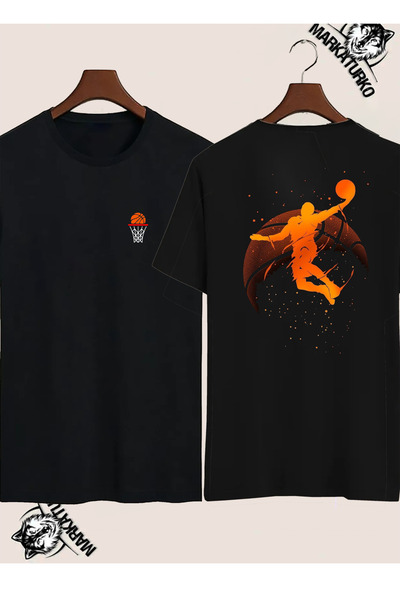 MarkaTurko تيشيرت مطبوع على الوجهين بتصميم خاص لكرة السلة 95203-88
