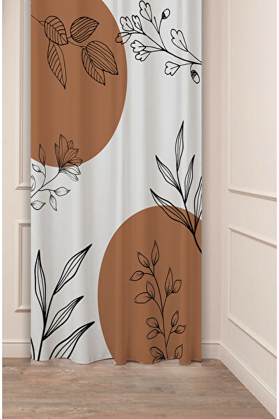 GREENDECOR ستارة خلفية مطبوعة رقمية بتصميم خاص منقوشة باللون البيج الكريمي ال...