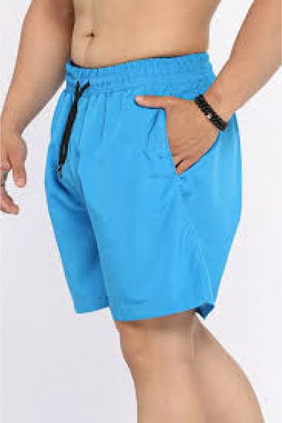 yenteks Μπλε Basic Standard μήκους Slim Fit Σορτς με ελαστική μέση με εσωτερικό διχτυωτό πλέγμα