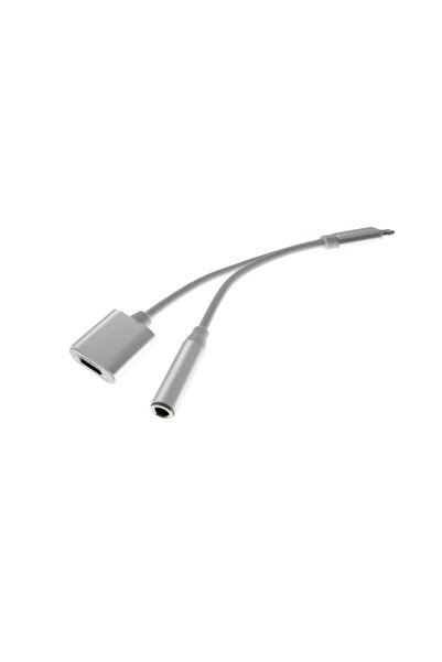 OEM 2in1 Lightning to 3.5mm Jack Adapter + Charging - 12cm - Compatible with iPhone 7/8/X/11/12/13/14