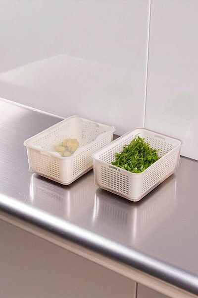 NY HOME Refrigerator Organizer Storage Container with Strainer 2 Pcs 5 Lt