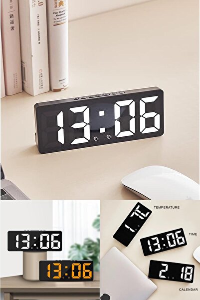 Yu Su Tools Şık LED Masa Saati | Çift Alarm, Sıcaklık ve Takvim Özellikli Dij...