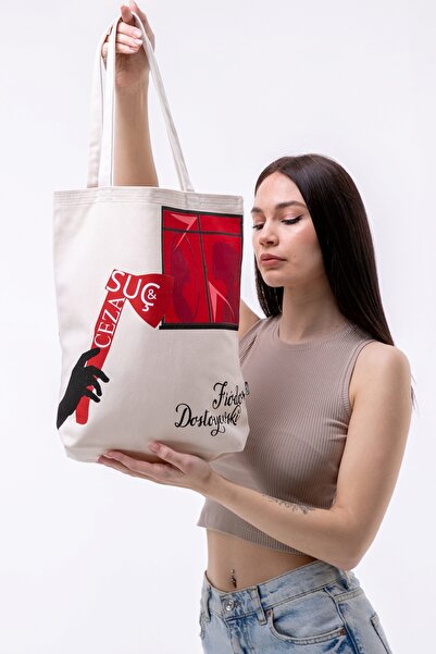 elmaa butik Trend Baskili Bez Çanta-35.40.8 cm alt koruklu 280 gr yıkanmıs kanvas