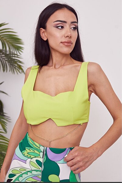 DENİKK Yudoowear, Green Color Bustier with Chain Detail