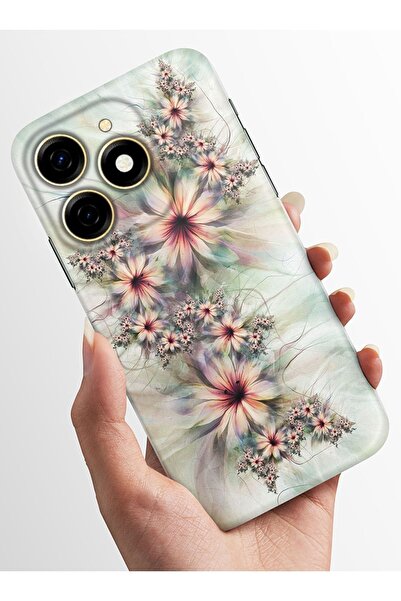 TECNO Spark 20 20c Kılıfı HD Kalite Baskılı Parlak Silikon Kapak - whiteflower