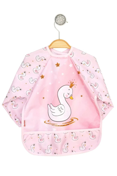 babynow flandoly Kuğu Desenli Pembe Sıvı Geçirmez Uzun Kollu Mama Ve Aktivite...