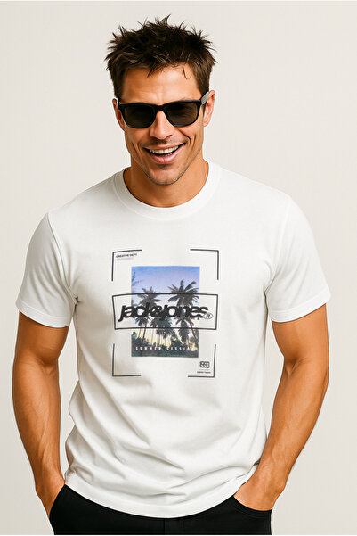 Jack & Jones Men's Logo Printed T-Shirt White
