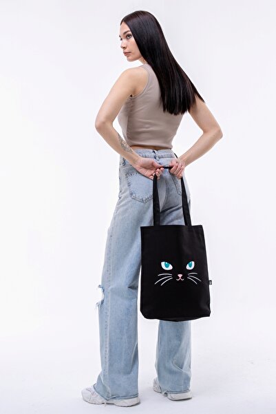 elmaa butik Trend Baskili Bez Çanta-200 gram gabardin iç kısım tela laminel 35x40x cm alt koruklu