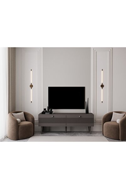 melura home MELURA TV ÜNİTESİ 160 CM 2 KAPAKLI %100 MDF LAKE AHŞAP AYAKLI