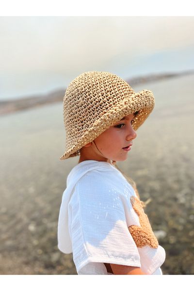 DERY BABY Organic Hand Knitted Children's Straw Hat