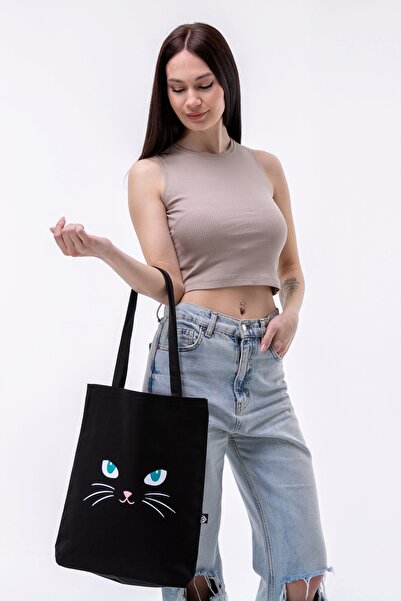 elmaa butik Trend Baskili Bez Çanta-200 gram gabardin iç kısım tela laminel 35x40x cm alt koruklu