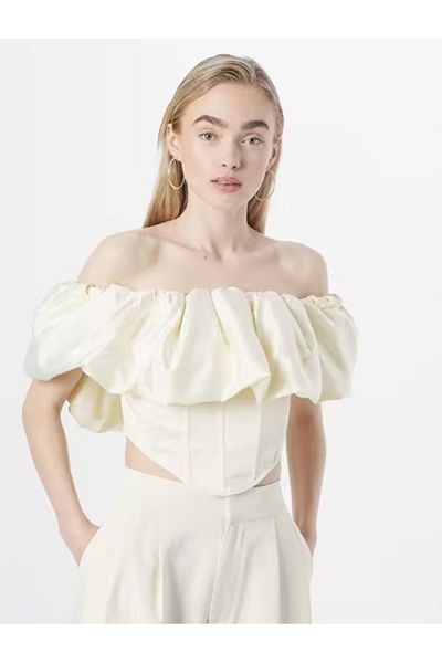 MISSPAP - Cream Draped Crop Top