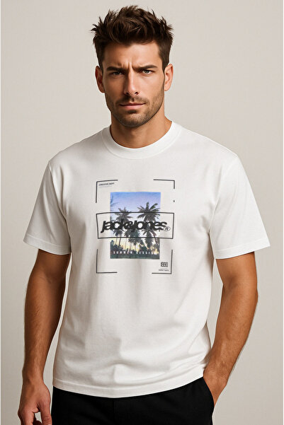 Jack & Jones Men's Logo Printed T-Shirt White