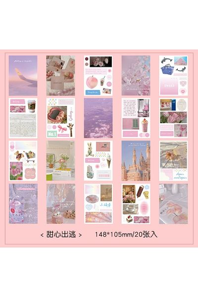 İthal U1-20 Sheets Self-Cut Landscape Sticker Book - Color : Black