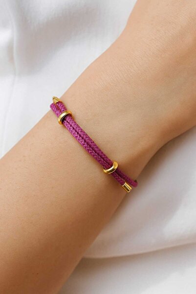 Anziano bijuteri سوار من الفولاذ والجلد باللون الوردي قابل للتعديل مع تفاصيل ...