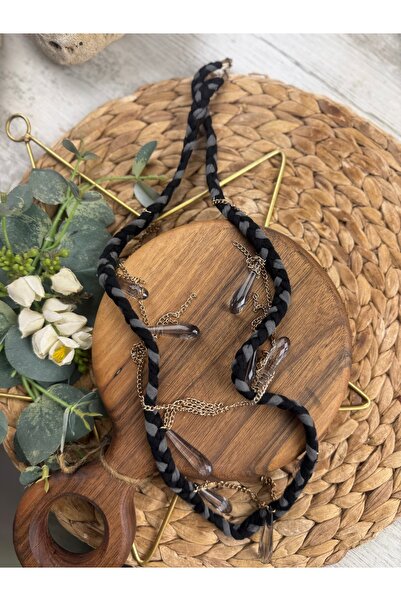 SEDEF TAKI Şal model kumaş örme taşlı kolye